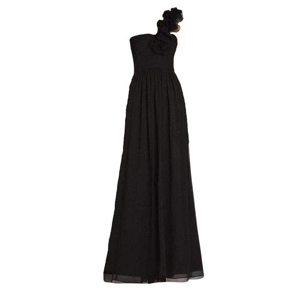 sachin and babi light blue dress BCBGMAXAZRIA - Black Silk Chiffon Patricia One Shoulder Dress - US 2